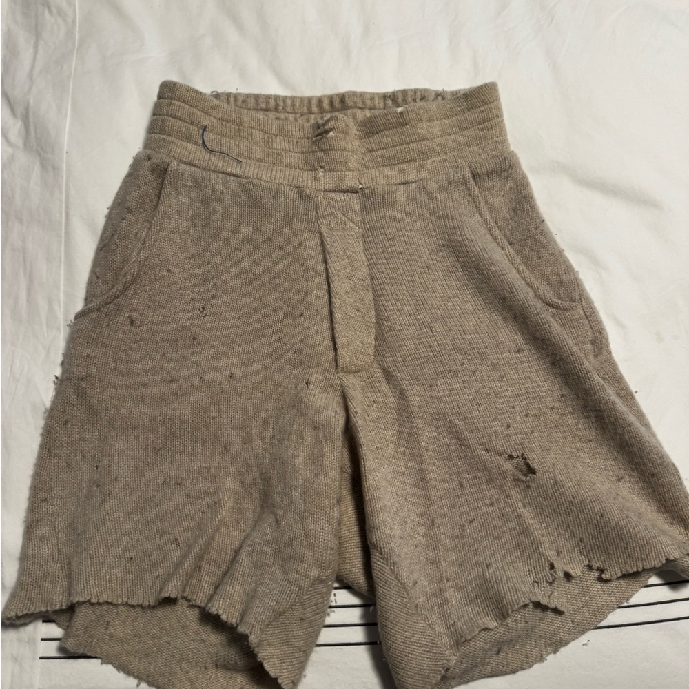 Women's Tan Knit Shorts - SMALL - THE ELDER STATESMAN